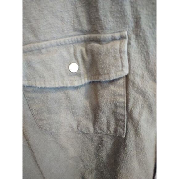 Western Shirt Mens XL Gray Heavy Flannel Chamois Workwear Outdoors Pearl Snap - Picture 3 of 5